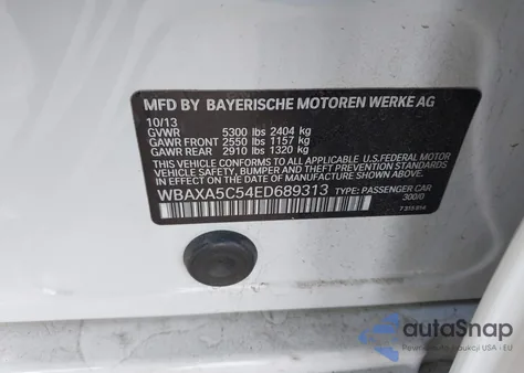 2014 BMW 535D z USA, uszkodzony, nr VIN WBAXA5C54ED689313